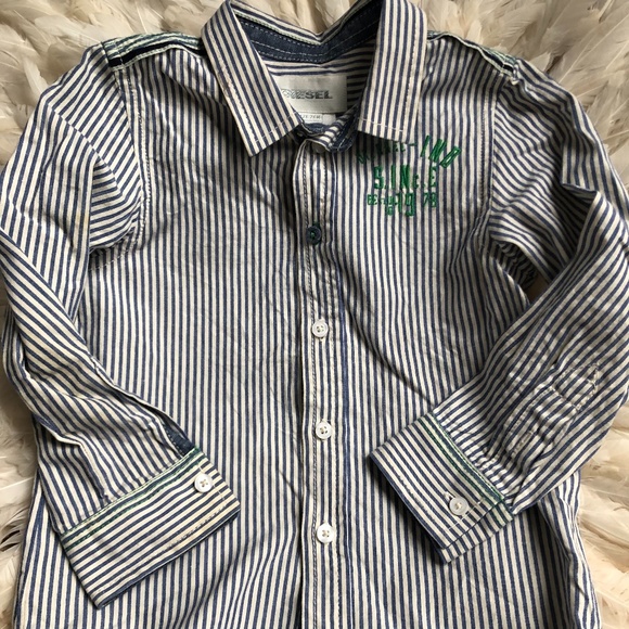 DIESEL Boys Dress Shirt Blue/White stripe 24 M - Picture 1 of 4